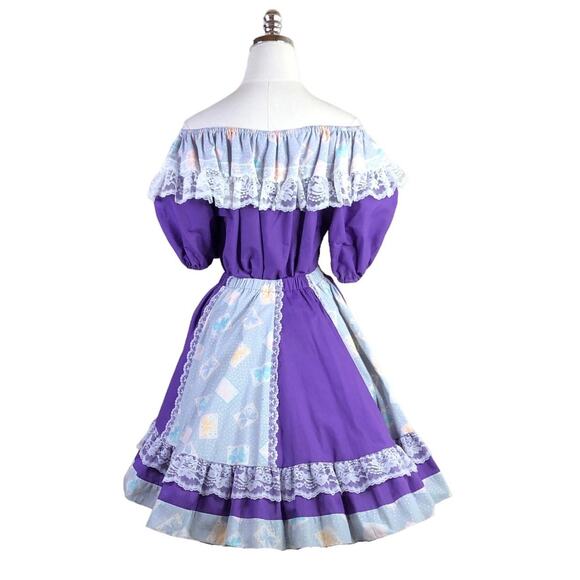 Vintage Pitchfork Square Dance Outfit Purple Ruffle Full Circle Rockabilly - Picture 9 of 10